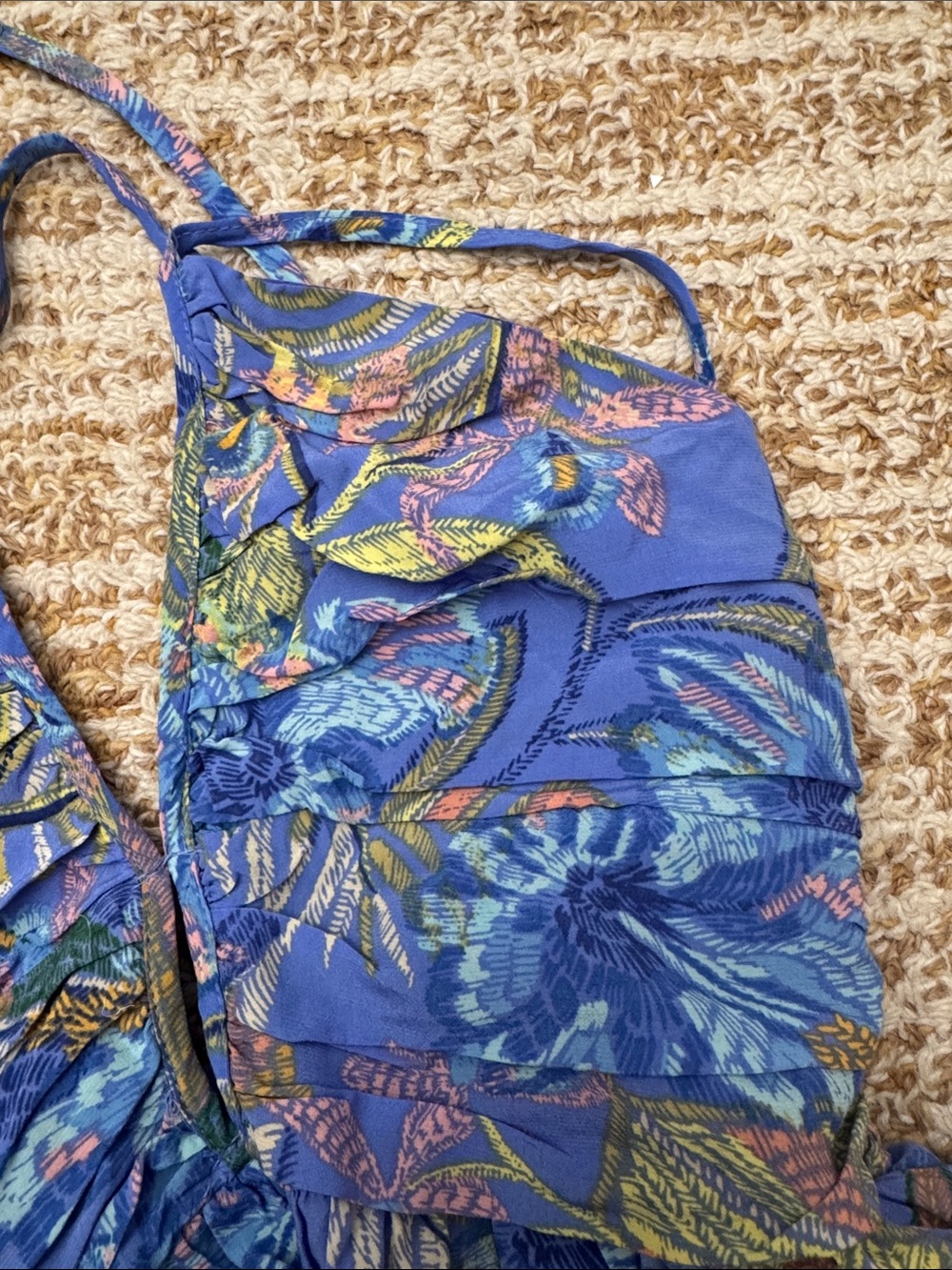 Olivaceous Blue Floral Smocked Halter Top - Picture 3 of 4